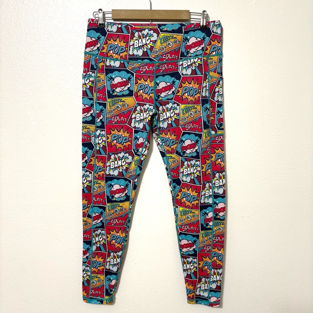 CVG Constantly Varied Gear Size XL Comic Book Pattern Leggings Multicolor Active